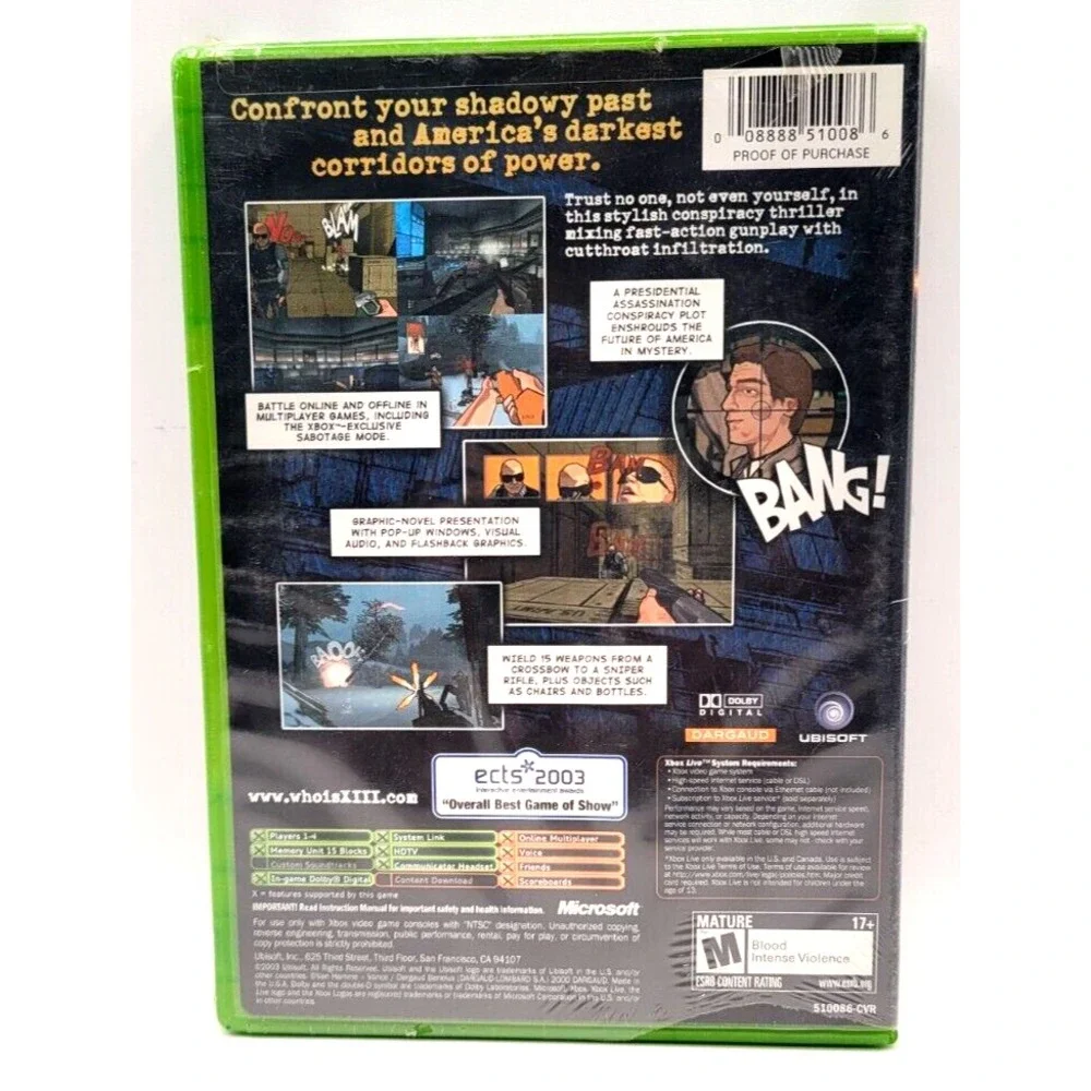 XIII Thirteen (2003, Ubisoft) Brand New‎ Factory Sealed Microsoft Xbox Game